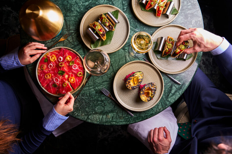 Seasonal dishes served at Lilli by Akira Back restaurant in Mayfair, London